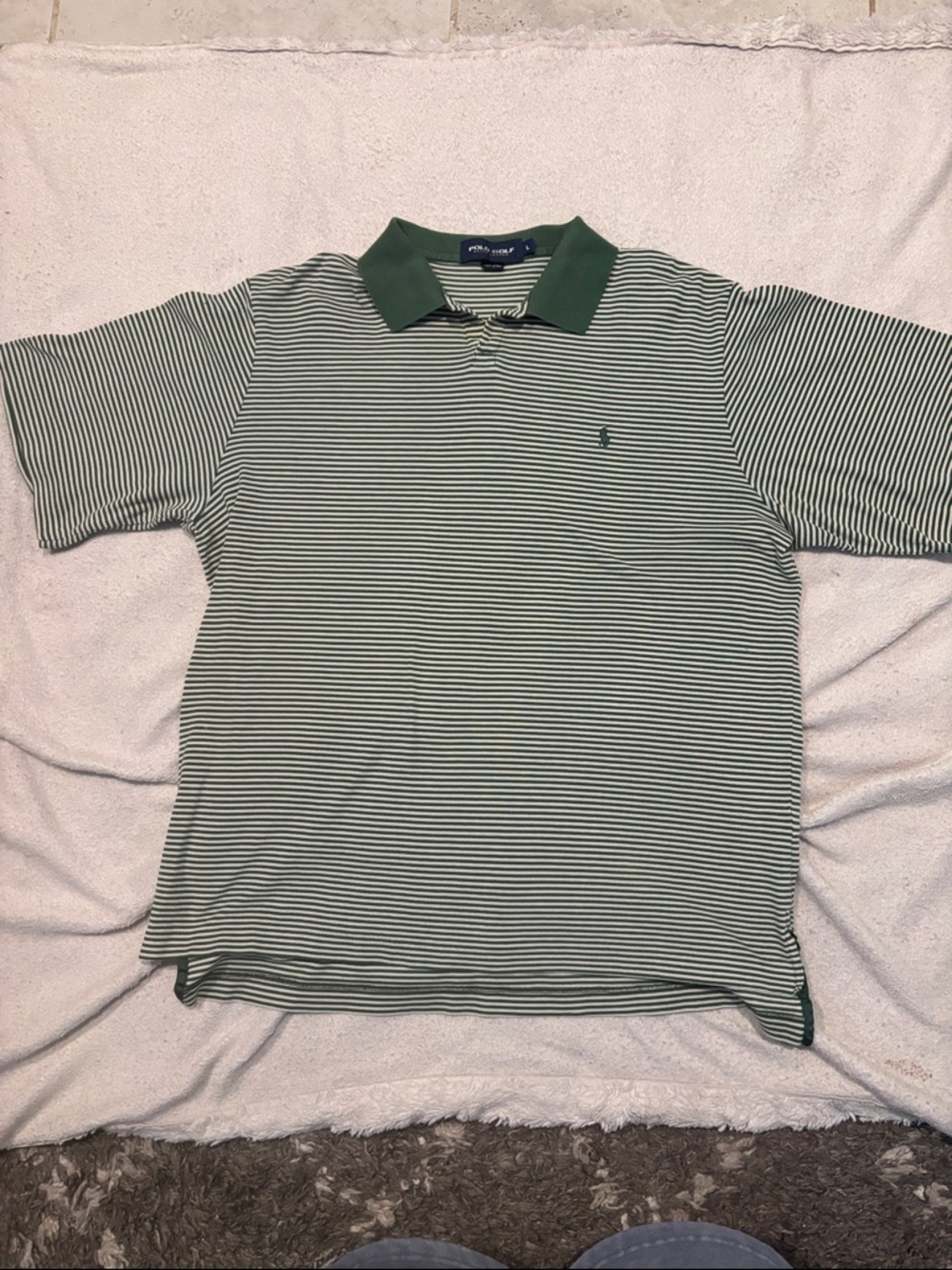 Polo by Ralph Lauren Green & White Striped Cotton Polo